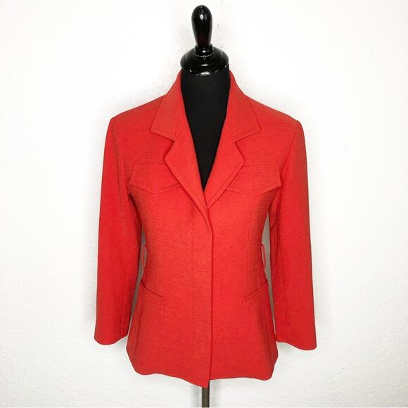 MM Lafleur red button front blazer size 0 Petite 0P - Picture 1 of 14